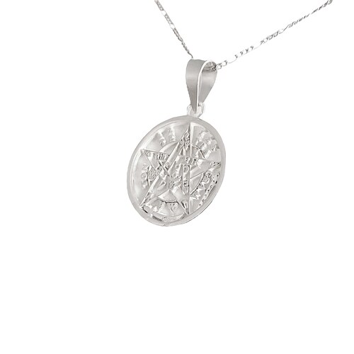Dije Tetragramaton Plata 925 Pentagrama + Cadena Plata 925