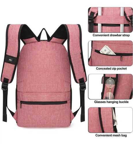Mochila Antirrobo Mochila Impermeable Para Portátil con Cerradura, Color Rosa