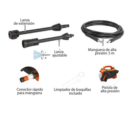Hidrolavadora Eléctrica Compacta 1600psi lavar autos Truper incluye accesorios 