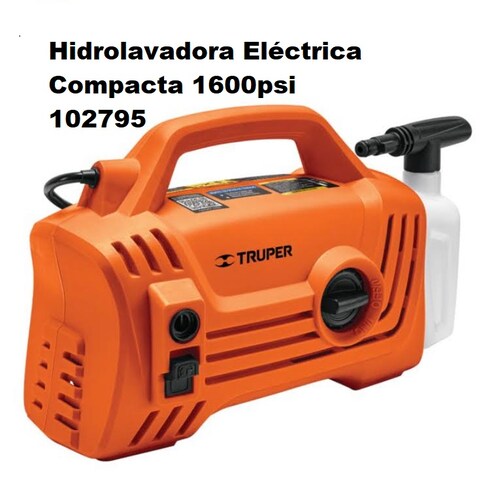 Hidrolavadora Eléctrica Compacta 1600psi lavar autos Truper incluye accesorios 