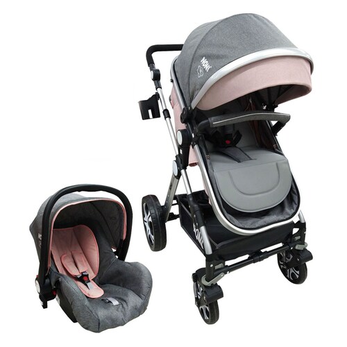 Carriola Angelin Sistema de Viaje 3 en 1 con Portabebe 999-C Rosa Gris