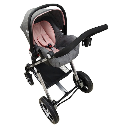 Carriola Angelin Sistema de Viaje 3 en 1 con Portabebe 999-C Rosa Gris