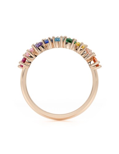 ANILLO CHURUMBELA 10K ORO ROSA GEMAS CORAZONES COLORES ABBA JOYAS