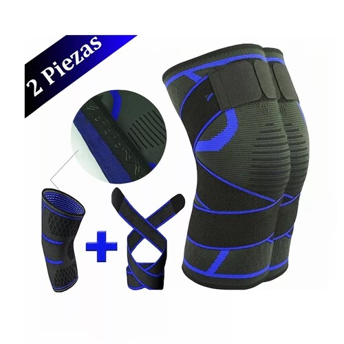  Par Rodilleras Elásticas Deportivas Compresion Para Gym Azul Obscuro M