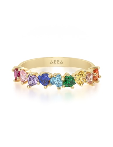 CHURUMBELA 14K ORO AMARILLO GEMAS CORAZONES COLORES ABBA JOYAS.