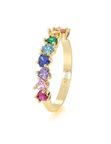 CHURUMBELA 14K ORO AMARILLO GEMAS CORAZONES COLORES ABBA JOYAS.