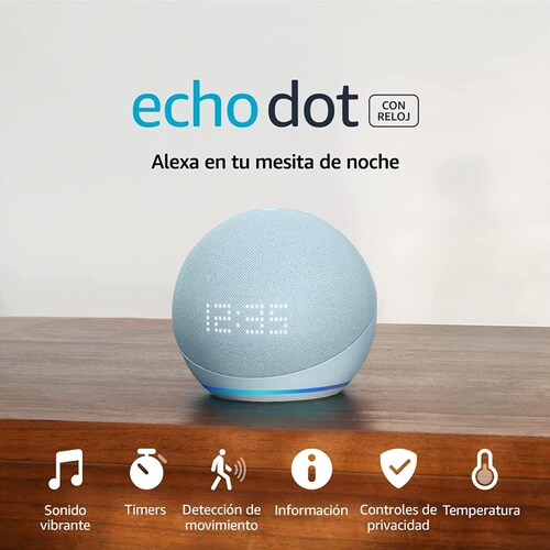 Bocina Inteligente Alexa con Reloj Echo Dot 4ta Generación Azul