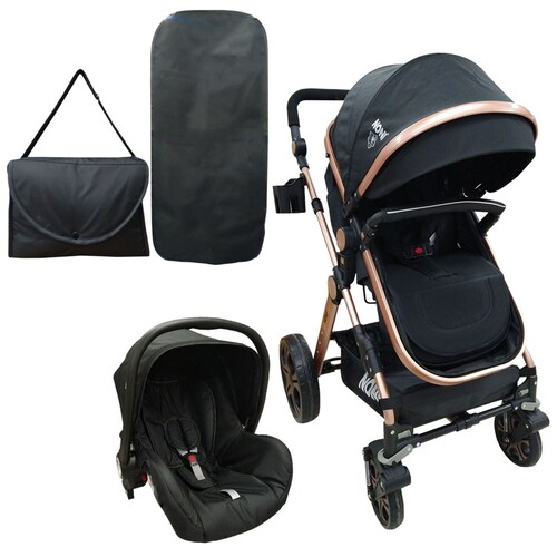 Carriola Angelin Sistema de Viaje 3 en 1 con Portabebe 999-C Negro