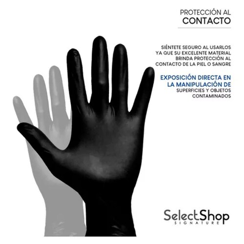 Guantes De Nitrilo Vinil Libre De Latex Sin Polvo Azul Negro 200 Pzas Talla G.