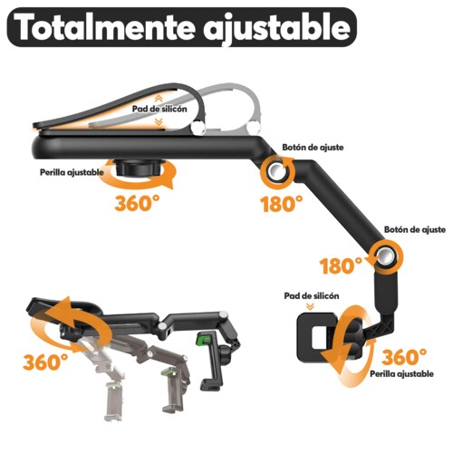 Base Soporte Porta Celular Auto Archy 360 Grados para Parasol Visera de Coche Volante Compatibilidad Universal Brazo Estabilizador Carro Ajustable (ZJ1969).