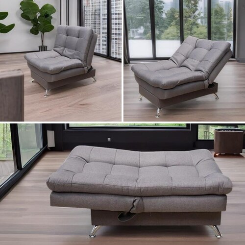 Sillón Individual Moderno Ocasional Reclinable Gris