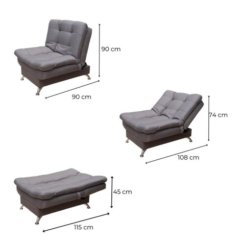 Sillón Individual Moderno Ocasional Reclinable Gris