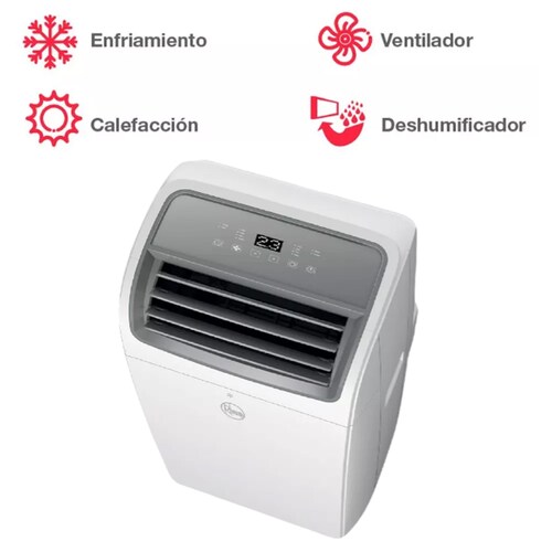 Aire AC Portatil Portable MXPPO-001-13 12000BTUs 410m3hr R-410A 3,4EER 115V1F60Jx 7,64A 854,2W 55dB Hasta 12m2 Frío Calor con Bomba PinguinPro