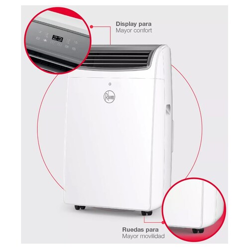 Aire AC Portatil Portable MXPPO-001-13 12000BTUs 410m3hr R-410A 3,4EER 115V1F60Jx 7,64A 854,2W 55dB Hasta 12m2 Frío Calor con Bomba PinguinPro