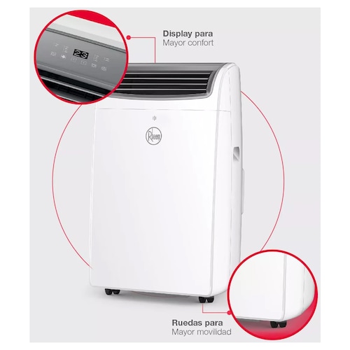 Aire AC Portatil de Oficinas MXPPO-001-15 12000BTUs 410m3hr R-410A 3,4EER 115V1F60Jx 7,64A 854,2W 55dB Hasta 12m2 Frío Calor con Bomba PinguinPro