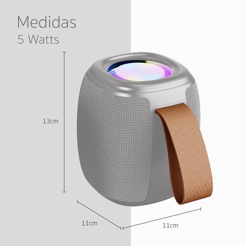 Bocina Portatil con Bluetooth Recargable con Microfono Integrado y Luz RGB
