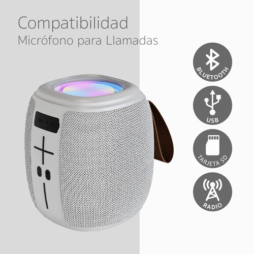 Bocina Portatil con Bluetooth Recargable con Microfono Integrado y Luz RGB