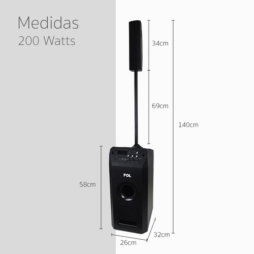 Bocina con Torre de  Audio con Subwoofer Portatil .