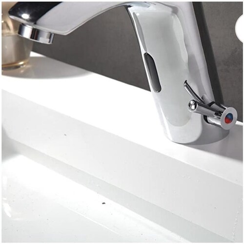 Llave Mezcladora para Lavabo MXOWT-001-21 Sensor 8 a 30cm 127V 60Hz Frío Caliente Automatico Diámetro de Tubo 12", SensoWat.