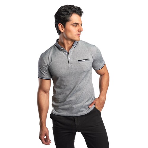 Playera tipo Polo con bolsillo color Gris Oxford