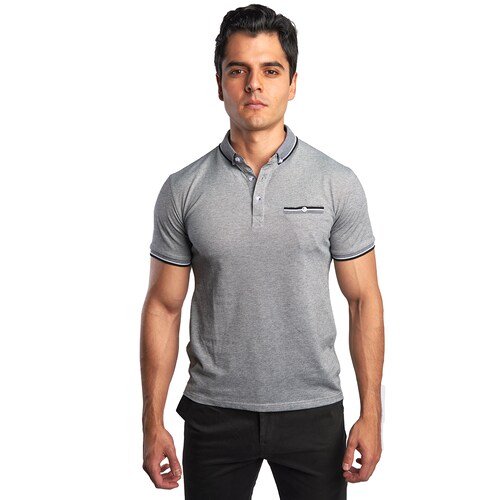 Playera tipo Polo con bolsillo color Gris Oxford