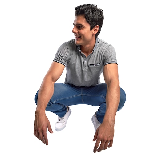 Playera tipo Polo con bolsillo color Gris Oxford