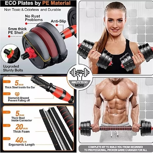 Mancuernas Pesas Ajustables Ejercicio Kit Barra Recta, 2pcs