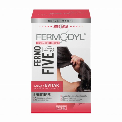 Fermodyl Ampolletas Fermo Five 12x6 ml, Tratamiento para el cabello 12 Ampolletas