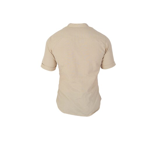 Camisa Manga Corta Casual Fresca Slim Fit Cuello Mao Chili Beans  Color Beige 