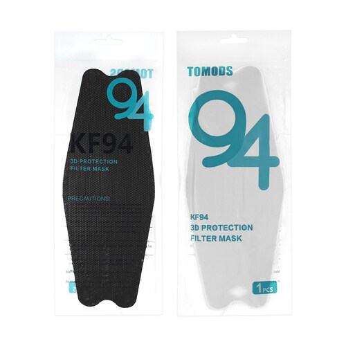 Cubrebocas Kf94 Mascarillas 3d Colores 10pzs Filtración 94% Negro.
