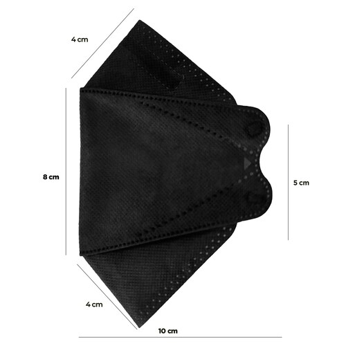 Cubrebocas Kf94 Mascarillas 3d Colores 10pzs Filtración 94% Negro.