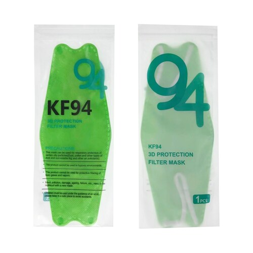 Cubrebocas Kf94 Mascarillas 3d Colores 10pzs Filtración 94% Verde Limon.