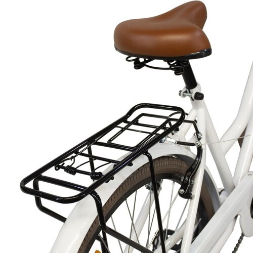 Bicicleta Vintage Retro R26 Clasica Urbana 6 Velocidades Canastilla Plegable Asiento Ajustable Frenos V.Break Blanca  Centurfit 