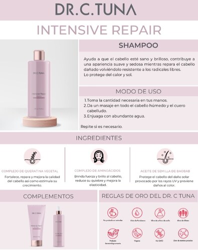 Shampoo Intensive Repair by Farmasi Cabello Quebradizo Dañado.