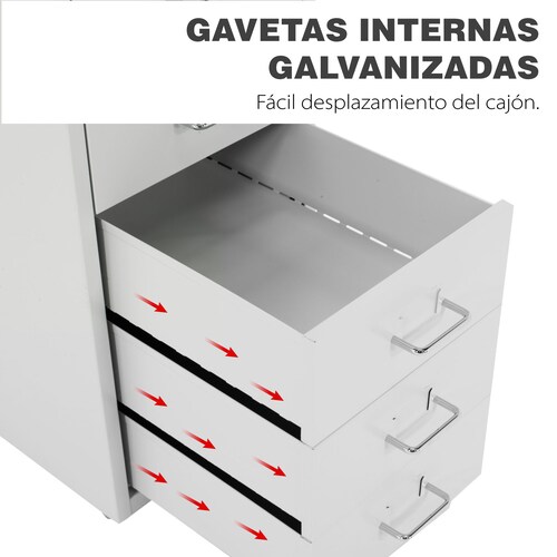 Archivero Metálico Guardex  De 6 Gavetas 69 cm con Llantas, Organizador de Documento para Oficina
