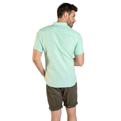 Camisa Manga Corta Casual Slim Fit Hombre Cuello Camisero Chili Beans Color Menta 