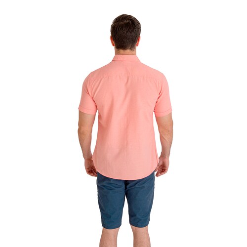 Camisa Manga Corta Casual Slim Fit Hombre Cuello Camisero Chili Beans Color Coral