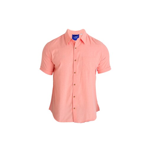Camisa Manga Corta Casual Slim Fit Hombre Cuello Camisero Chili Beans Color Coral
