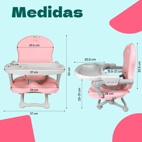 Silla Periquera Bebe Portatil Plegable Asiento Con Charola Rosa