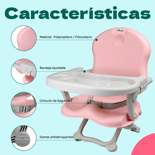Silla Periquera Bebe Portatil Plegable Asiento Con Charola Rosa