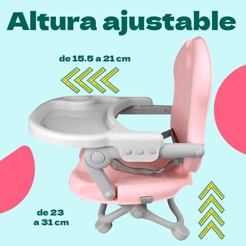 Silla Periquera Bebe Portatil Plegable Asiento Con Charola Rosa