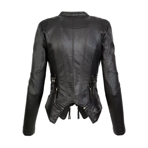 Chamarra Mujer Piel Pu Fashion Gothic Corte Slim