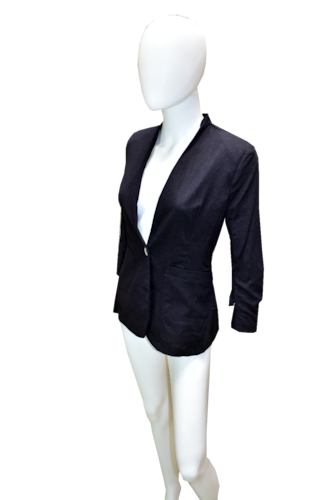 Blazer Mujer Saco De Lino Manga Plisada Con Botones.