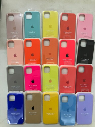 Case iPhone 12/12 Pro Naranja Fuerte Logo Silicon y Microfibra Funda Protector