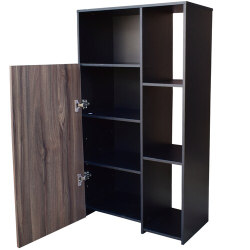 Hogare Mueble Alacena Despensero Organizador Practico Multiusos de melamina de alta resistencia, con puerta y estantes Color Negro Parota