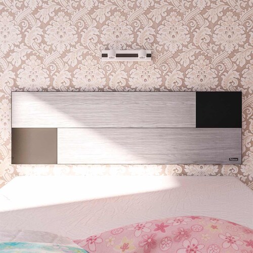 Cabecera Queen Flotante Estilo Minimalista Playcon Color Gris y Negro .