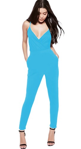 Jumper palazzo enterizo mono jumpsuit ajustado casual elegante xally 28D escote cruzado tirantes bolsas