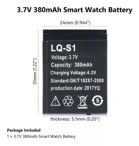 Batería Para Smartwatch Pila Paquete de 5 para Dz09 Q18 A1 Gt08 V8.