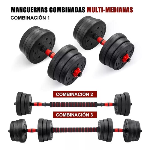Mancuernas Pesas Barra Recta Ejercicio Kit Ajustables 20kg