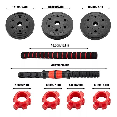 Mancuernas Pesas Barra Recta Ejercicio Kit Ajustables 20kg